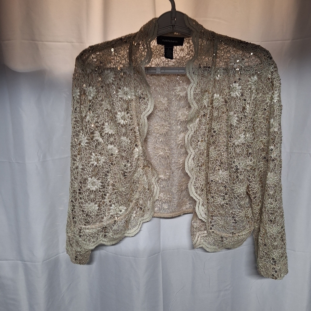 R&M Richards Beige Lace Cardigan
